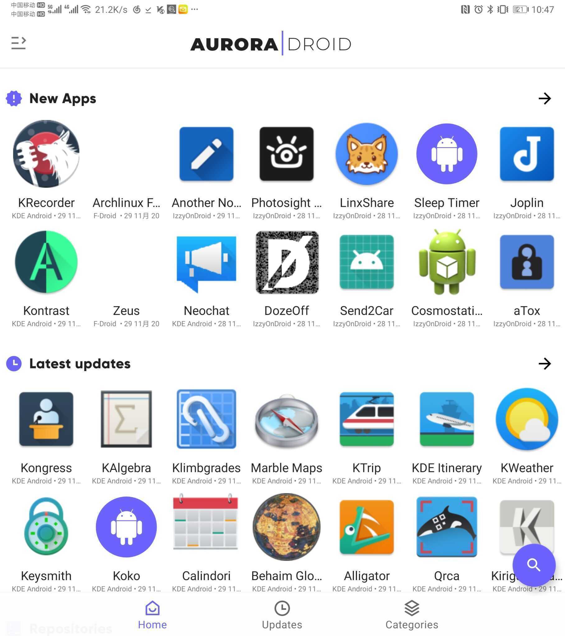 安卓自由软件商店Aurora Droid(FDroid)尝试 1024.ee